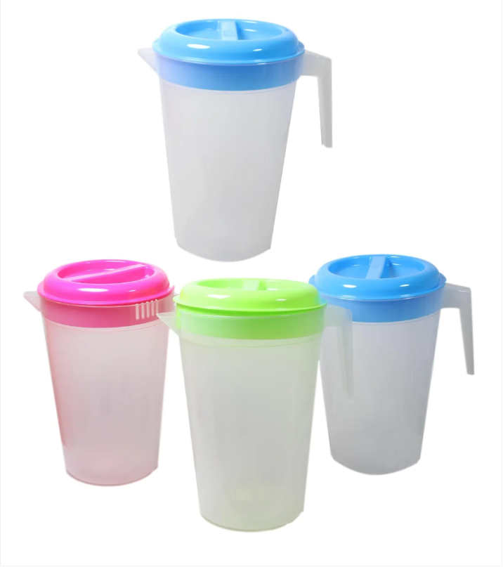 Plastic Water Kitchen Jug with Lid 27 x 17 cm Assorted Colours