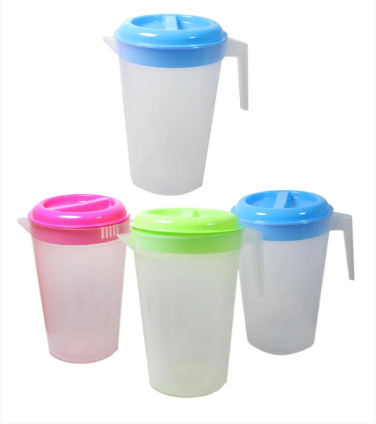 Plastic Water Kitchen Jug with Lid 27 x 17 cm Assorted Colours