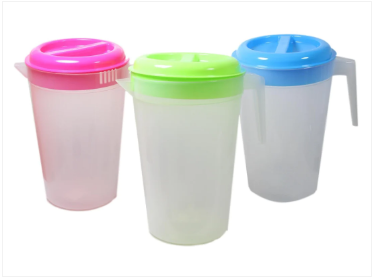 Plastic Water Kitchen Jug with Lid 27 x 17 cm Assorted Colours