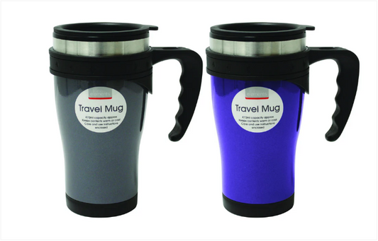 Plastic and Stainless Steel Travel Mug 420ml Assorted Colours