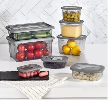 Poli Food Storage Container Box Black Grey Plastic 2.3 Litre 20 x 13 cm