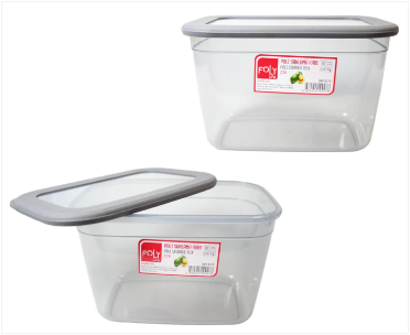 Poli Food Storage Container Box Black Grey Plastic 2.3 Litre 20 x 13 cm