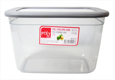 Poli Food Storage Container Box Black Grey Plastic 2.3 Litre 20 x 13 cm