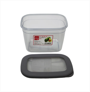 Poli Plastic Food Storage Container Box Grey 1.3 Litre 16 x 10 cm