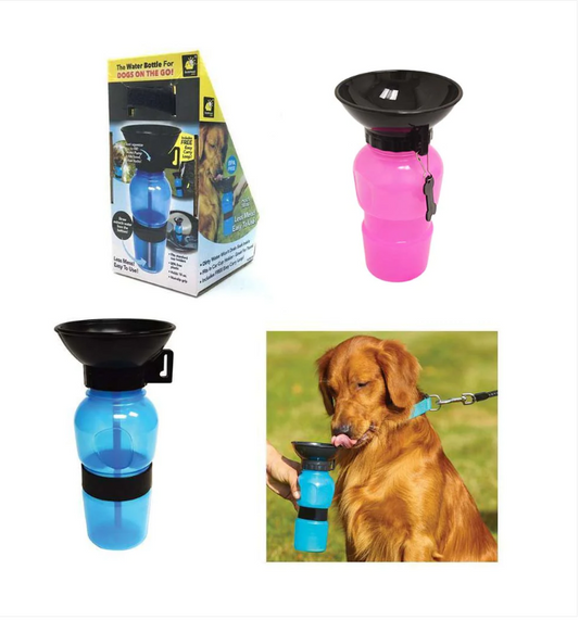 Portable Aqua Dog Travel Water Bowl Bottle Easy Carry Blue/Pink 0.5 Litre