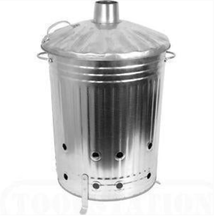 Portable Large Galvanised Steel Garden Fire Bin Incinerator 46cm-60cm