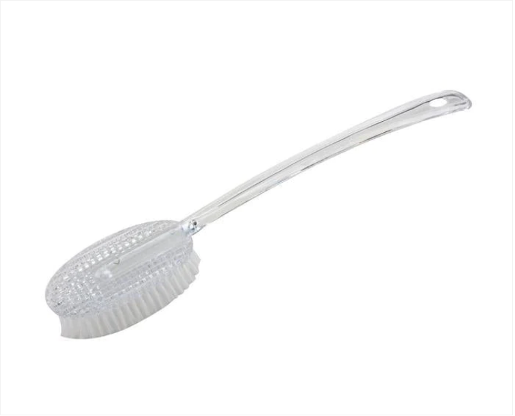 Portable Long Handled Body Bath Back Brush Scrubber Massager Skin Cleaning Tool White