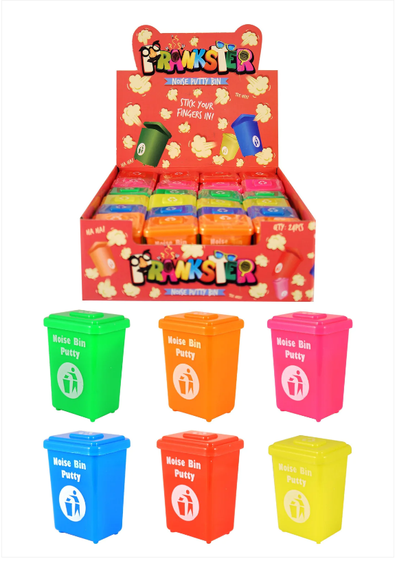 Prankster Kids Litter Bin Noise Putty Stick Your Fingers In Assorted Colours 6 x 4.5cm