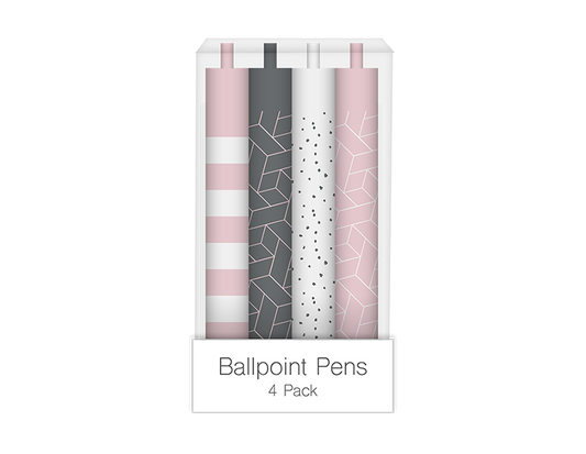 Printed Ball Point Pens - 4 Pack