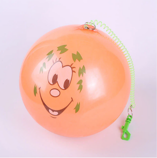 Printed Design Inflatable Ball with Springy String Kids Toy Outdoor Assorted Colours