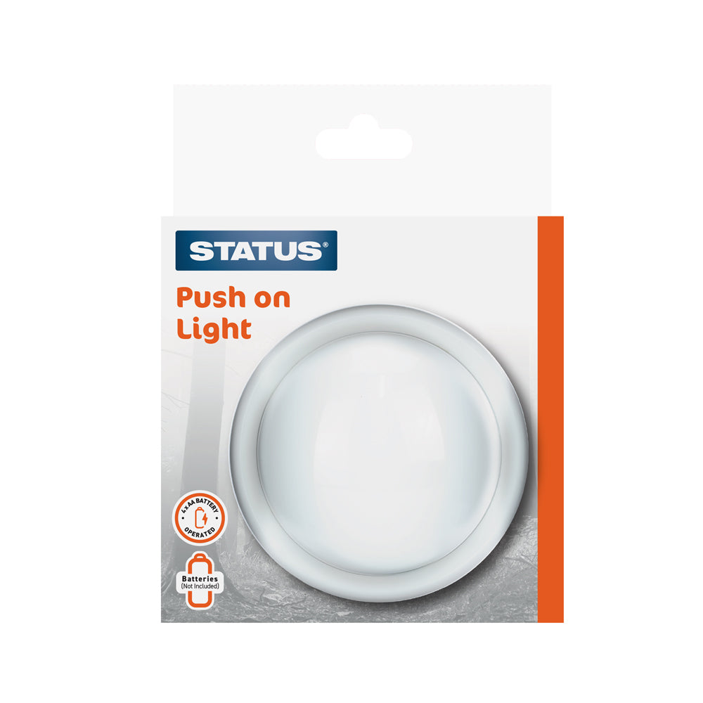 Push on Light - Circular - 4 x AA batteries (not included) - White - 1 pk - in a Colour Box