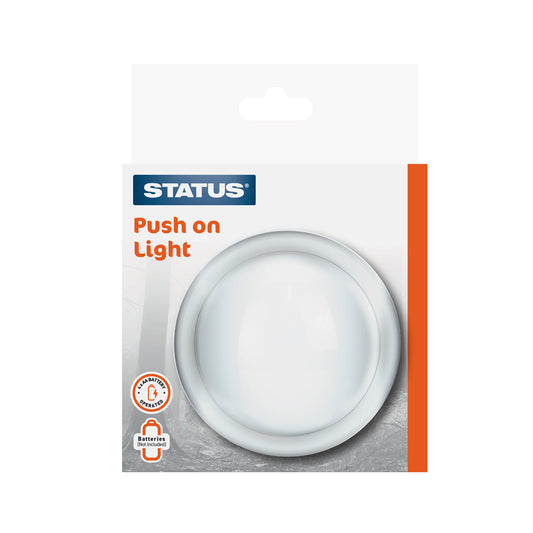 Push on Light - Circular - 4 x AA batteries (not included) - White - 1 pk - in a Colour Box