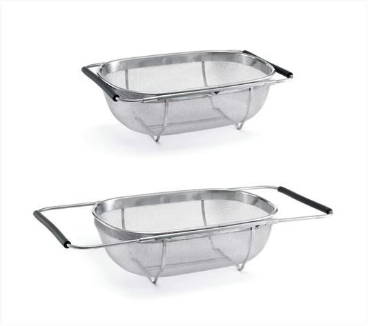 Quality Kitchen Sink Strainer Extendable Handle Easy Hold Safety Handle Rectangular Strainer 34 x 24 x 10cm