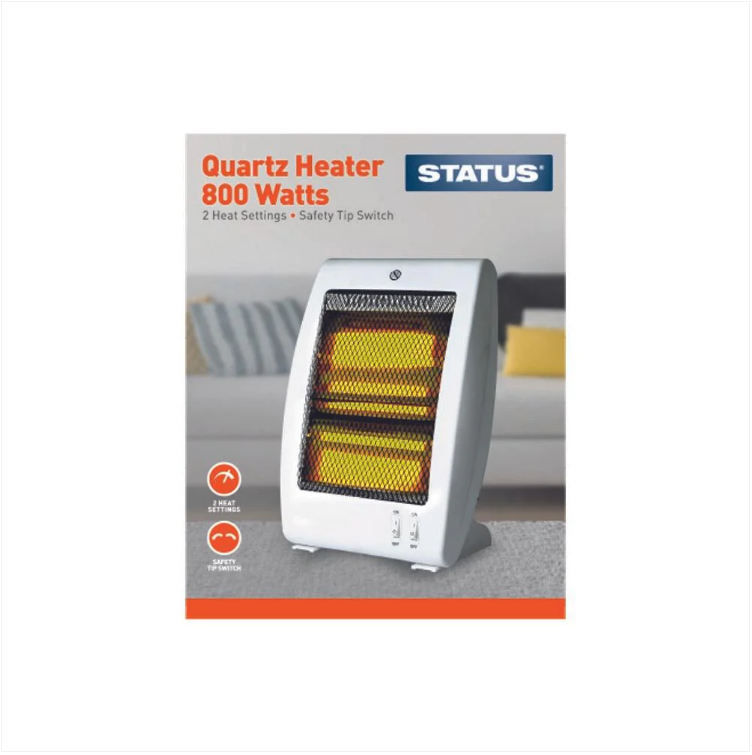 Quartz Heater White 800 Watt Leisure Slimline Portable Electric