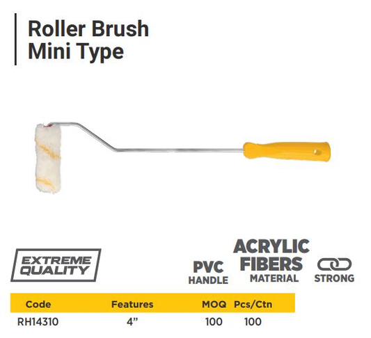 ROLLER BRUSH ETHYLENE 4" WITH 18" HANDLE
