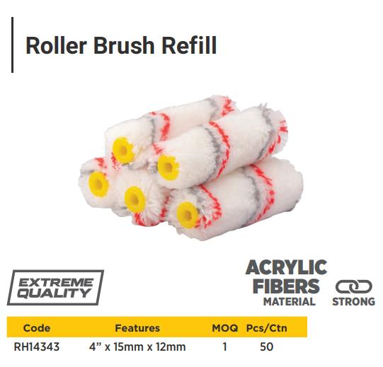 ROLLER BRUSH REFILL 4" 15MM*12MM (10PCS/BOX)