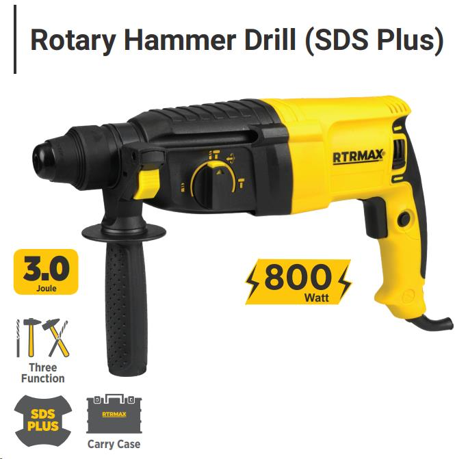 ROTARY HAMMER 26MM 800W 3J SDS PLUS BAG BRITISH PLUG