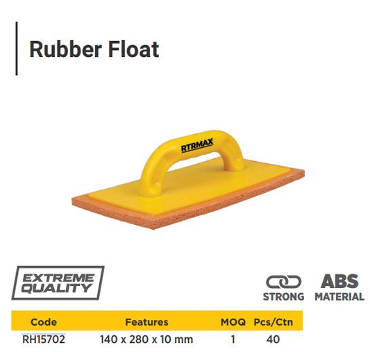 RUBBER FLOAT 140*280*10MM ORANGE RUBBER