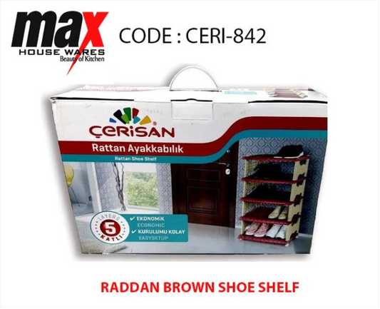 Raddan Shoe Shelf Brown 5 Layers Cloakroom