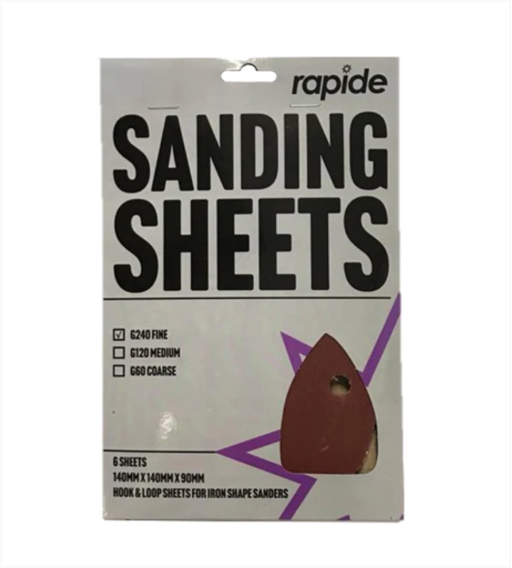 Rapide Sanding Paper Sheets Iron Shape G240 Fine 140 x 140 x 90 mm Pack of 6