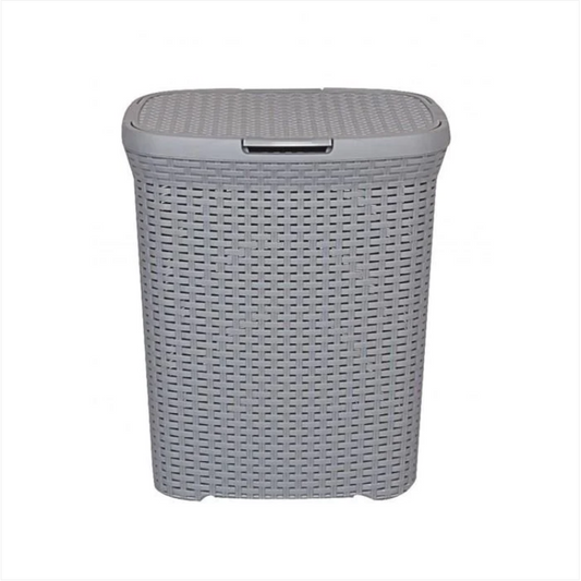 Rattan Style Laundry Basket Plastic 50 Litre Assorted Colours