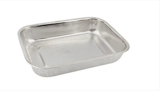 Rectangle Metal Kitchen Strainer Tray Basket 30 x 22 x 5.5 cm