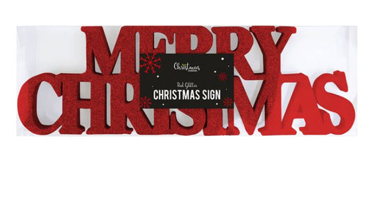 Red Merry Christmas Glitter Sign