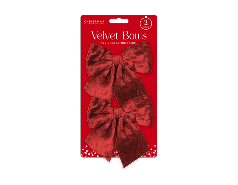 Red Velvet Bows 15cm 2pk