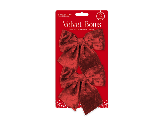 Red Velvet Bows 15cm 2pk