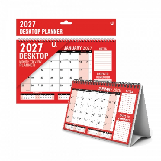 Red & Black Month to View Desktop Planner