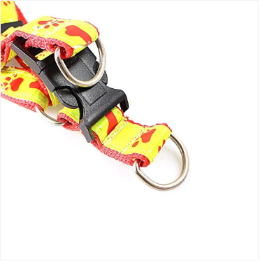 Reflective Dog Leash lead with Harness Printed Paw and Bone Design 85 cm