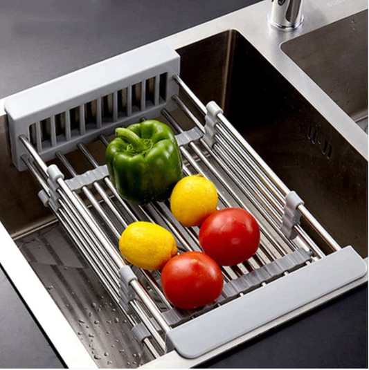 Retractable Drain Rack Plastic Folding Basket Kitchen Home