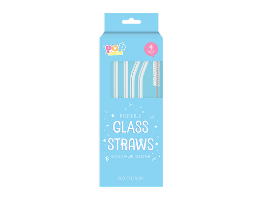 Reusable Glass Straws - 4 Pack