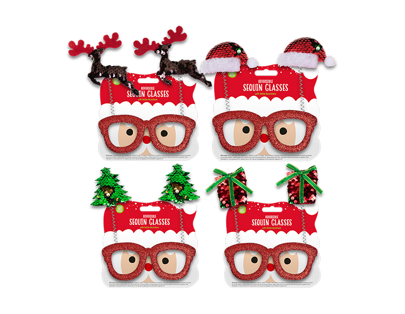 Reversible Sequin Christmas Glasses