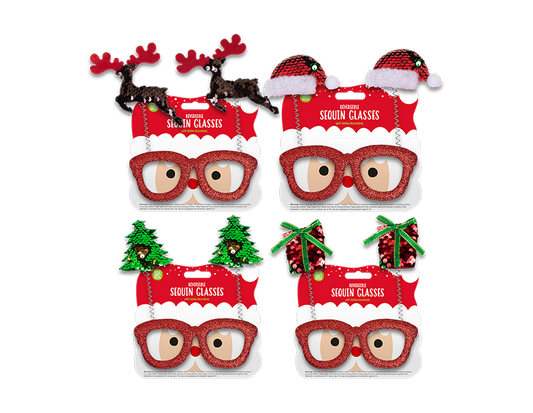 Reversible Sequin Christmas Glasses