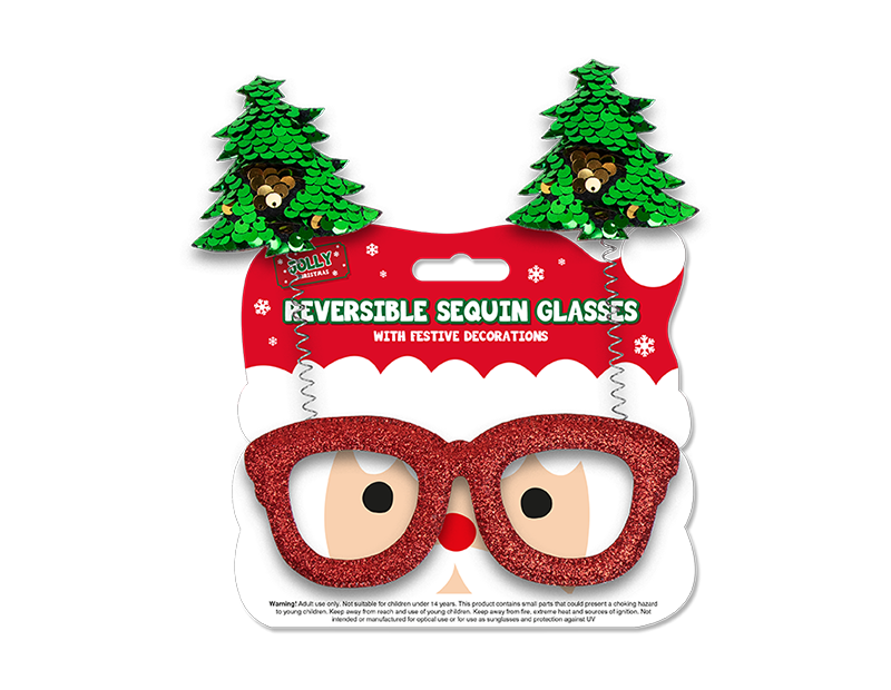 Reversible Sequin Christmas Glasses