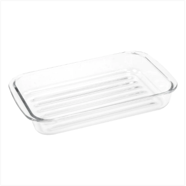 Ribbed Roasting Tempered Glass Baking Cooking Rectangular Dish 2 Litre 34 x 20 x 5.5cm