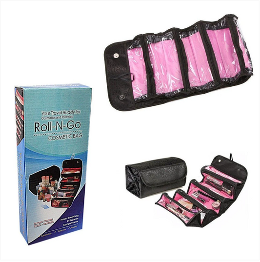 Roll-N-Go Makeup Cosmetic Bag Roll Up Tvl Pouch Home Beauty