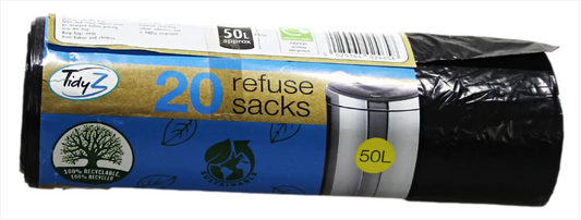 Roll Of 20 Refuse Sacks 50 Litre