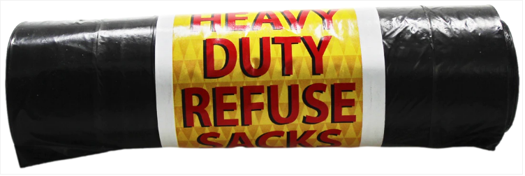 Roll Of Black Heavy Duty Refuse Sacks 20 Pcs