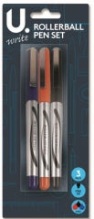 Rollerball Pen Set, 3pk Assorted Colours