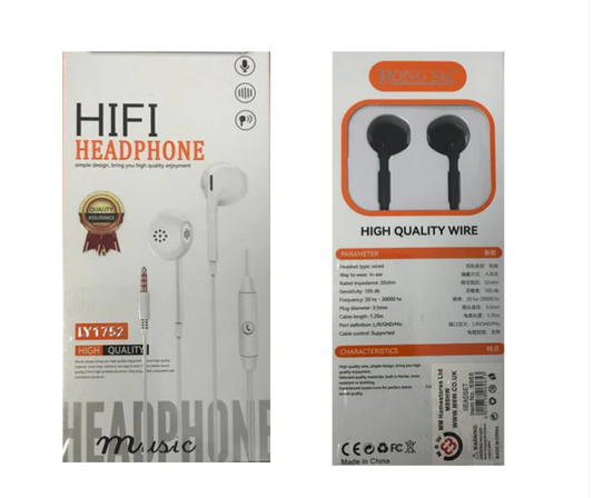 Rongshi Wired Headphones / Earphones Assorted Colours