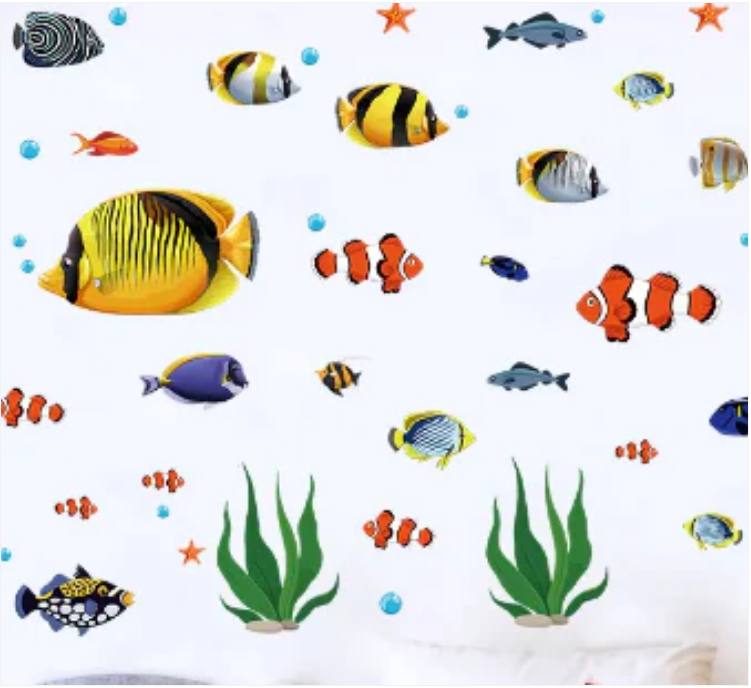 Room Decor 3D Effect Wall Stickers 60 x 35 cm Sea Life Aquarium Design Assorted Designs and Colours