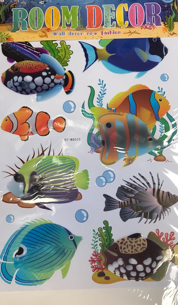 Room Decor 3D Effect Wall Stickers 60 x 35 cm Sea Life Aquarium Design Assorted Designs and Colours