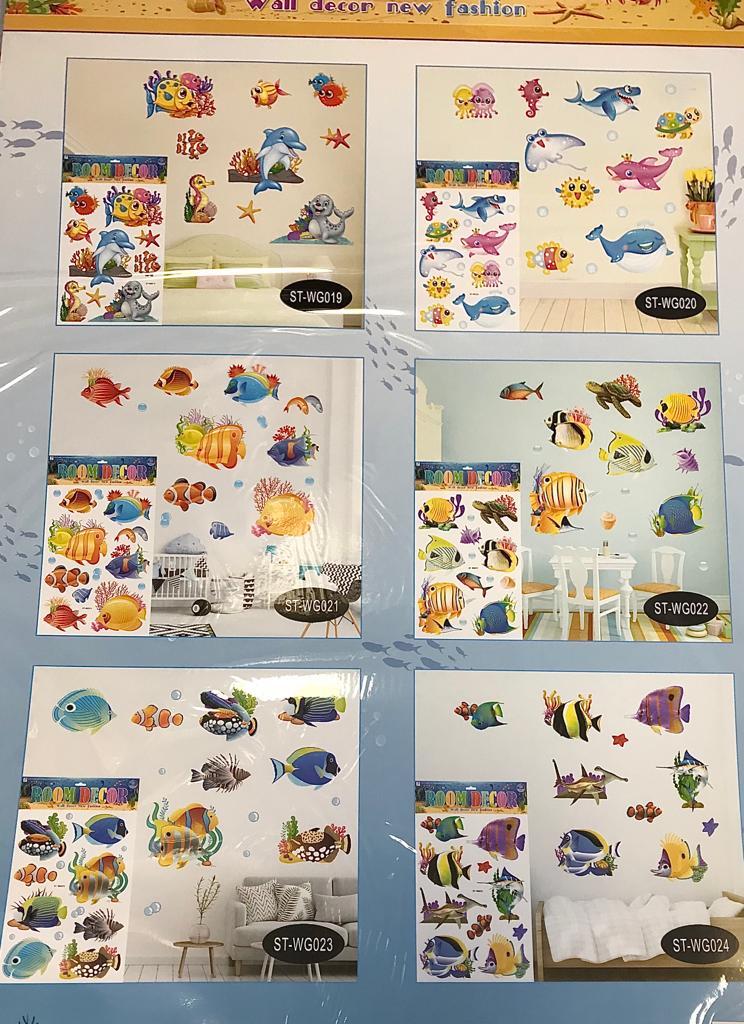 Room Decor 3D Effect Wall Stickers 60 x 35 cm Sea Life Aquarium Design Assorted Designs and Colours