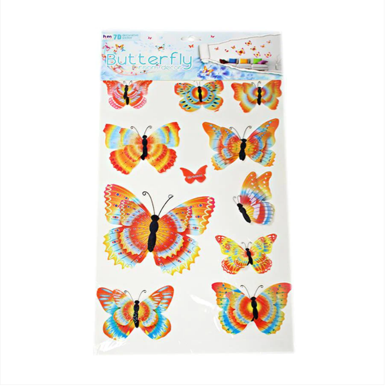 Room Decor 3D Effect Wall Stickers Butterfly Design 62 x 35 cm Assorted Designs and Colours