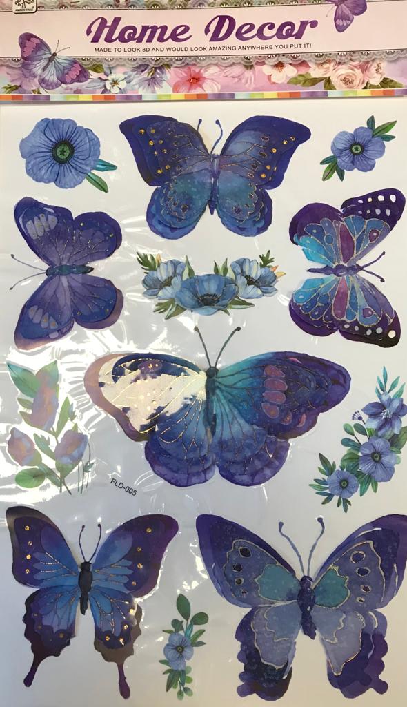 Room Decor 3D Effect Wall Stickers Butterfly Design 62 x 35 cm Assorted Designs and Colours