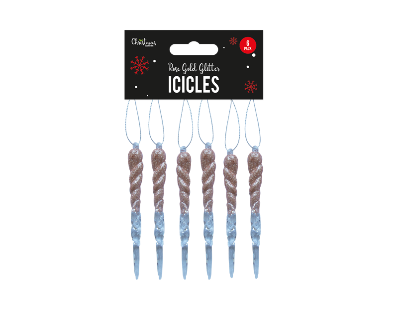 Rose Gold Acrylic Icicles - 6 Pack