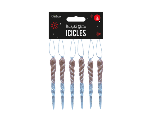 Rose Gold Acrylic Icicles - 6 Pack