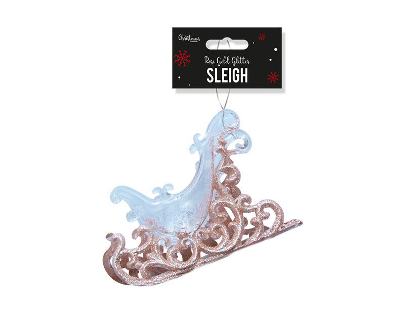 Rose Gold Acrylic Sleigh Decoration